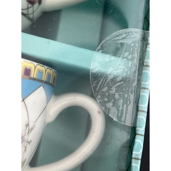 Grace's Teaware Fine Porcelain Set of 2 Espresso Cups & Saucers Floral - Picture 2 of 6